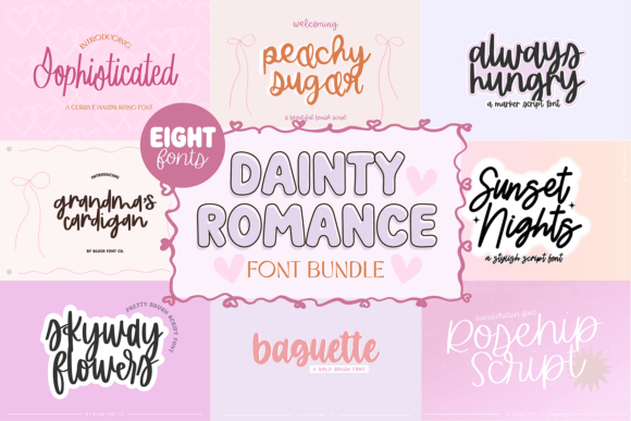 Dainty Romance Script Bundle: A Polished Typeface for Small Business Branding